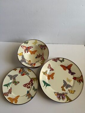12-piece Mackenzie-Childs Vintage Butterfly Garden Enamelware Set